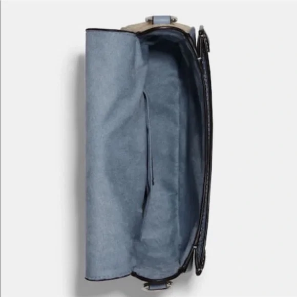 Coach Georgie Saddle Bag In Signature Canvas Light Khaki /Marble Blue - Picture 10 of 12